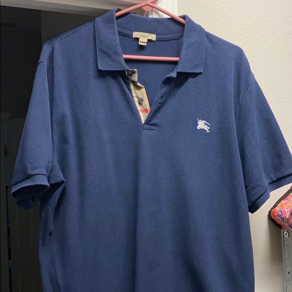Navy blue Burberry polo shirt L